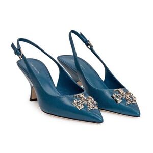 Tory Burch Eleanor 65 Teal Slingback Heels Pumps 7.5